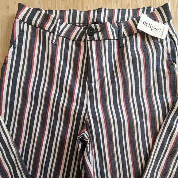 NEW Stripped Mild Stretch Stripped Office Pants with rear pockets Size Small - Picture 3 of 11